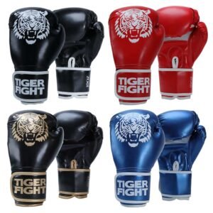 TIGER FIGHT Boxing Gloves, Pro Training Sparring, PU Leather, Muay Thai MMA Kickboxing, Men Women Adult, Heavy Punching Bag Focus Mitts Pads Workout, Ventilated Palm, one-piece foam molded inner lining, 6 8 10 12Oz